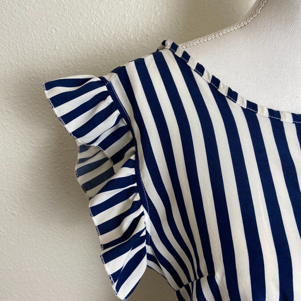 Stellah Blue& White Strip Ruffle Dress Size Small - Picture 4 of 6